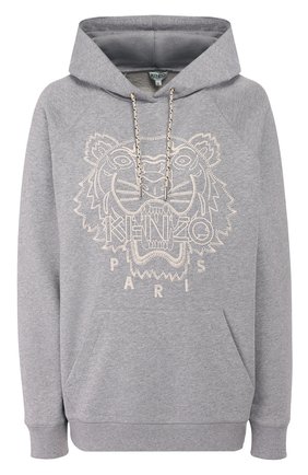 Женская хлопковое худи KENZO светло-серого цвета по цене 29450 руб., арт. F962SW8644X5 | Фото 1 Женская хлопковое худи KENZO светло-серого цвета, арт. F962SW8644X5 | Фото 1