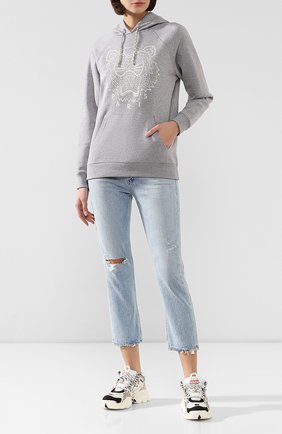 Женская хлопковое худи KENZO светло-серого цвета по цене 29450 руб., арт. F962SW8644X5 | Фото 2 Женская хлопковое худи KENZO светло-серого цвета, арт. F962SW8644X5 | Фото 2