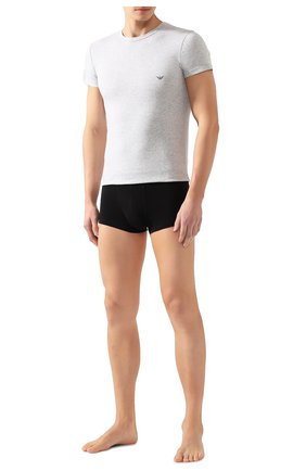 Мужская хлопковая футболка EMPORIO ARMANI серого цвета по цене 4930 руб., арт. 111035/CC729 | Фото 2 Мужская хлопковая футболка EMPORIO ARMANI серого цвета, арт. 111035/CC729 | Фото 2