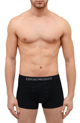 Мужские комплект из двух хлопковых боксеров EMPORIO ARMANI черного цвета по цене 3530 руб., арт. 111613/CC722 | Фото 2 Мужские комплект из двух хлопковых боксеров EMPORIO ARMANI черного цвета, арт. 111613/CC722 | Фото 2