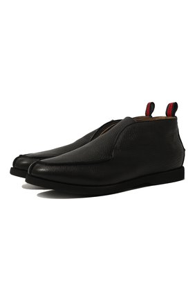 Мужские кожаные ботинки KITON черного цвета, арт. USSFLYN00126/LINING M0NT0NE | Фото 1 (Мужское Кросс-КТ: Ботинки-обувь, зимние ботинки; Материал утеплителя: Натуральный мех; Подошва: Плоская; Материал внутренний: Натуральная кожа; Материал внешний: Кожа)