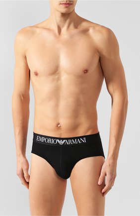 Мужские хлопковые брифы EMPORIO ARMANI черного цвета по цене 2805 руб., арт. 111285/CC729 | Фото 2 Мужские хлопковые брифы EMPORIO ARMANI черного цвета, арт. 111285/CC729 | Фото 2