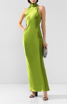 Женское шелковое платье BRANDON MAXWELL зеленого цвета по цене 251500 руб., арт. GN121FW19 | Фото 2 Женское шелковое платье BRANDON MAXWELL зеленого цвета, арт. GN121FW19 | Фото 2