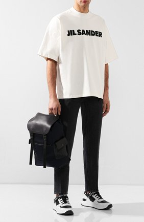 Мужской текстильный рюкзак с кожаной отделкой BOTTEGA VENETA темно-синего цвета по цене 155500 руб., арт. 520460/VAYE3 | Фото 2 Мужской текстильный рюкзак с кожаной отделкой BOTTEGA VENETA темно-синего цвета, арт. 520460/VAYE3 | Фото 2