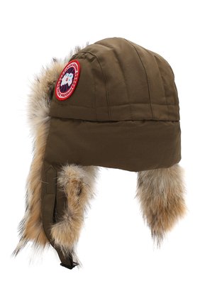 Женская шапка-ушанка CANADA GOOSE хаки цвета по цене 27300 руб., арт. 5187L | Фото 2 Женская шапка-ушанка CANADA GOOSE хаки цвета, арт. 5187L | Фото 2