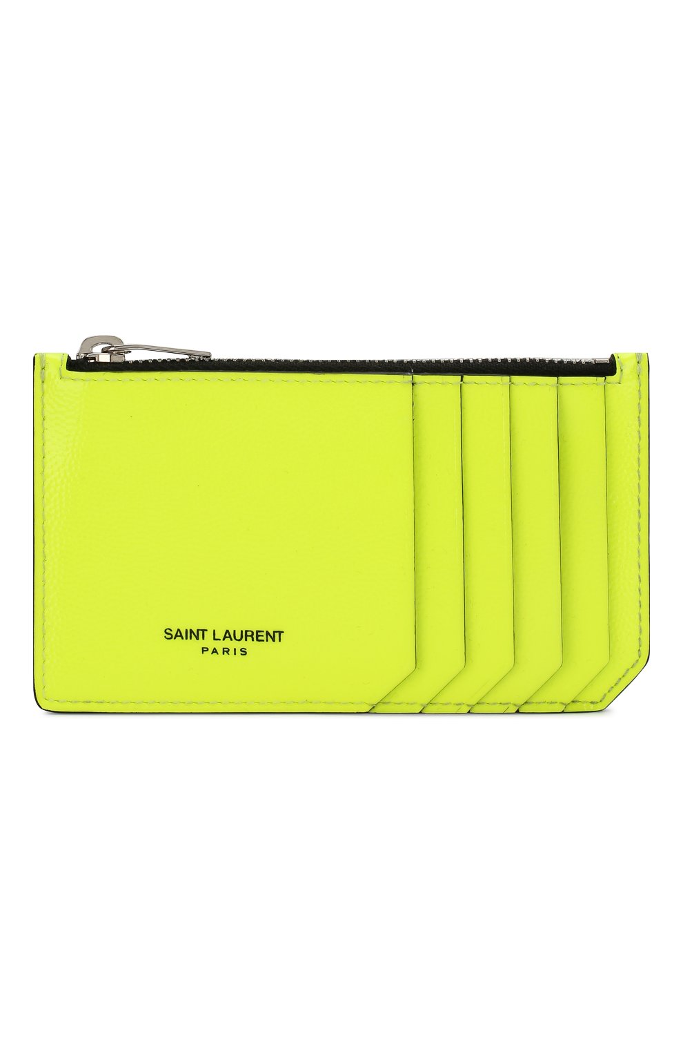 Женский кожаный футляр для кредитных карт SAINT LAURENT салатового цвета, арт. 458583/1DJ2N | Фото 1