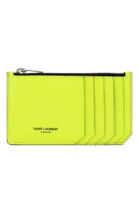 Женский кожаный футляр для кредитных карт SAINT LAURENT салатового цвета по цене 17850 руб., арт. 458583/1DJ2N | Фото 1 Женский кожаный футляр для кредитных карт SAINT LAURENT салатового цвета, арт. 458583/1DJ2N | Фото 1