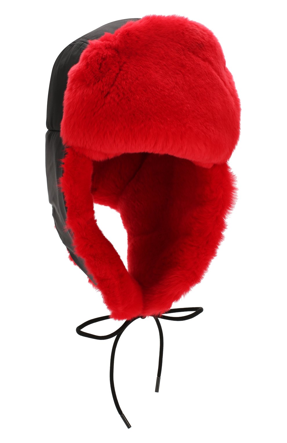 Женская шапка-ушанка с мехом кролика VALENTINO черного цвета, арт. SW2HPA00/AEL | Фото 1 (Материал: Текстиль, Шелк)
