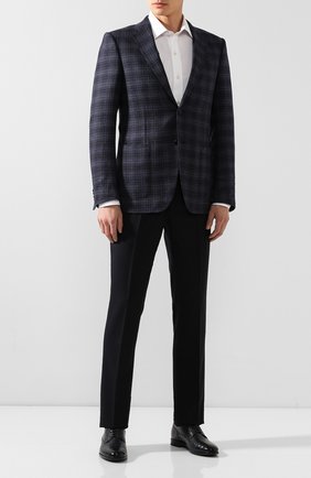 Мужские шерстяные брюки RALPH LAUREN темно-синего цвета по цене 39950 руб., арт. 798730107 | Фото 2 Мужские шерстяные брюки RALPH LAUREN темно-синего цвета, арт. 798730107 | Фото 2 (Материал внешний: Шерсть; Материал подклада: Вискоза; Случай: Формальный; Стили: Классический)