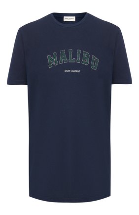 Мужская хлопковая футболка SAINT LAURENT темно-синего цвета по цене 31400 руб., арт. 603280/YBPX2 | Фото 1 Мужская хлопковая футболка SAINT LAURENT темно-синего цвета, арт. 603280/YBPX2 | Фото 1