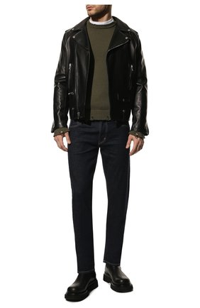 Мужской хлопковый свитер SAINT LAURENT хаки цвета по цене 62450 руб., арт. 604798/YAL02 | Фото 2 Мужской хлопковый свитер SAINT LAURENT хаки цвета, арт. 604798/YAL02 | Фото 2
