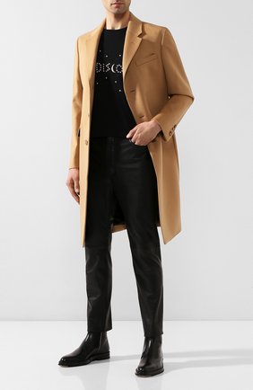 Мужские кожаные брюки SAINT LAURENT черного цвета по цене 190500 руб., арт. 605147/YC2MA | Фото 2 Мужские кожаные брюки SAINT LAURENT черного цвета, арт. 605147/YC2MA | Фото 2 (Материал подклада: Купро; Длина (брюки, джинсы): Стандартные; Случай: Повседневный; Стили: Панк)