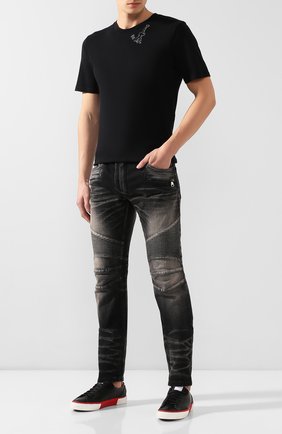 Мужская хлопковая футболка SAINT LAURENT черного цвета по цене 24400 руб., арт. 605249/YBQJ2 | Фото 2 Мужская хлопковая футболка SAINT LAURENT черного цвета, арт. 605249/YBQJ2 | Фото 2
