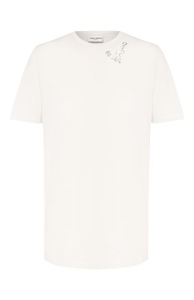 Мужская хлопковая футболка SAINT LAURENT белого цвета по цене 24400 руб., арт. 605249/YBQJ2 | Фото 1 Мужская хлопковая футболка SAINT LAURENT белого цвета, арт. 605249/YBQJ2 | Фото 1
