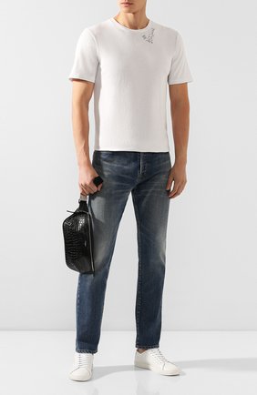 Мужская хлопковая футболка SAINT LAURENT белого цвета по цене 24400 руб., арт. 605249/YBQJ2 | Фото 2 Мужская хлопковая футболка SAINT LAURENT белого цвета, арт. 605249/YBQJ2 | Фото 2