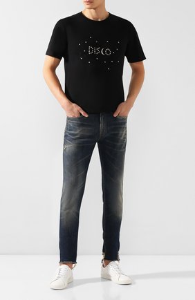 Мужская хлопковая футболка SAINT LAURENT черного цвета по цене 26200 руб., арт. 605360/YBQB2 | Фото 2 Мужская хлопковая футболка SAINT LAURENT черного цвета, арт. 605360/YBQB2 | Фото 2