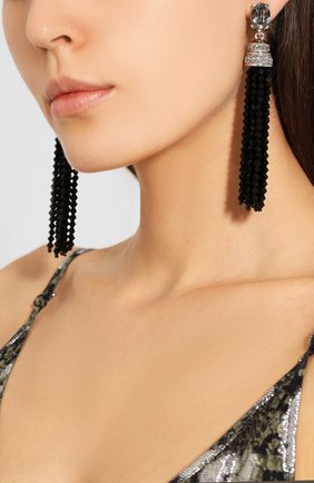Женские серьги-клипсы OSCAR DE LA RENTA черного цвета по цене 74750 руб., арт. 0J106BLD | Фото 2 Женские серьги-клипсы OSCAR DE LA RENTA черного цвета, арт. 0J106BLD | Фото 2