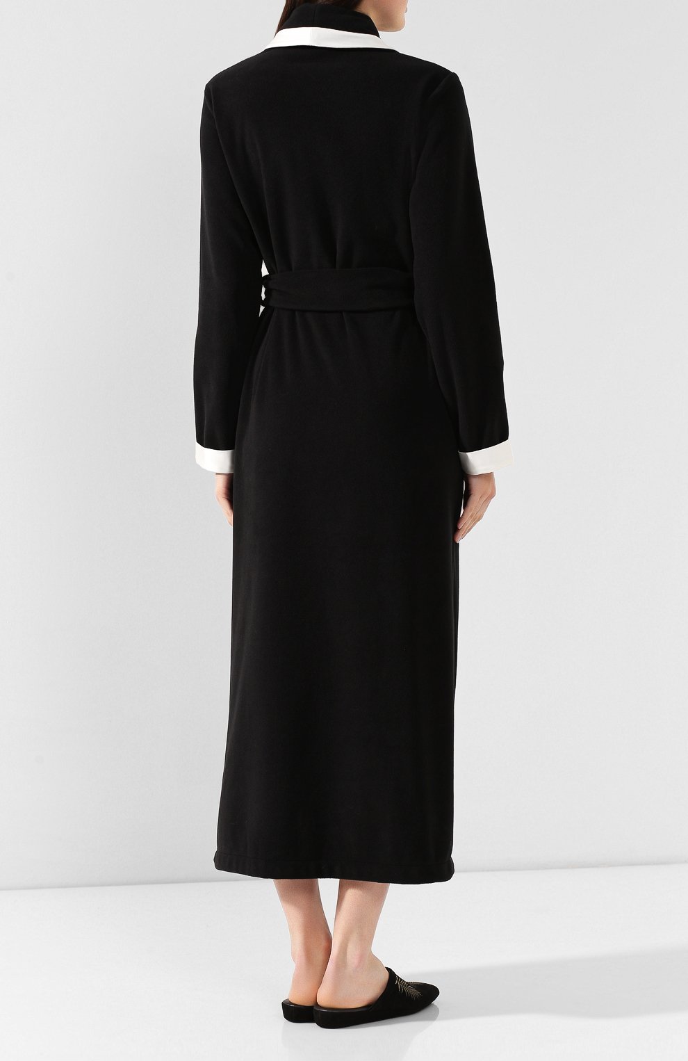Женский халат с поясом RITRATTI MILANO черно-белого цвета, арт. 70709 | Фото 4 (Материал внешний: Синтетический материал)