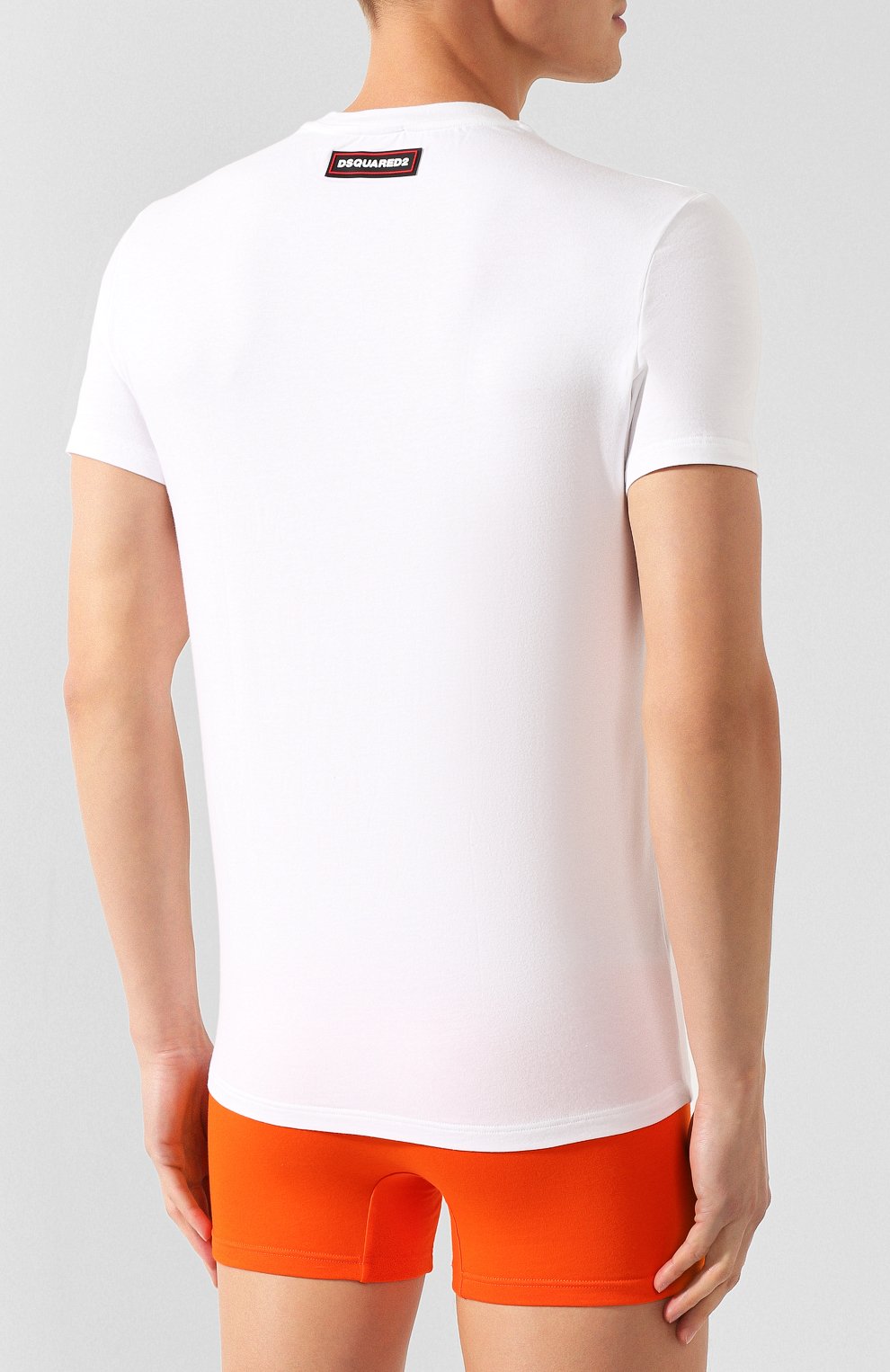Мужская хлопковая футболка DSQUARED2 белого цвета, арт. D9M202450 | Фото 4 (Кросс-КТ: домашняя одежда; Рукава: Короткие; Длина (для топов): Стандартные; Материал внешний: Хлопок; Мужское Кросс-КТ: Футболка-белье)