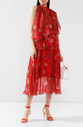 Женское шелковое платье OSCAR DE LA RENTA красного цвета по цене 245000 руб., арт. 20RN251MXC | Фото 2 Женское шелковое платье OSCAR DE LA RENTA красного цвета, арт. 20RN251MXC | Фото 2