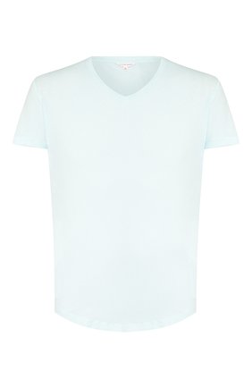 Мужская хлопковая футболка ORLEBAR BROWN светло-голубого цвета, арт. 270179 | Фото 1 (Материал внешний: Хлопок; Рукава: Короткие; Длина (для топов): Стандартные; Принт: Без принта; Стили: Кэжуэл)