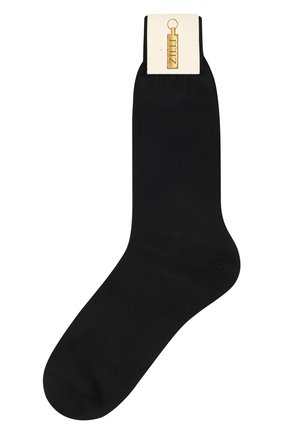 Мужские хлопковые носки ZILLI черного цвета, арт. MGQ-BJACZ-C0T0N/CPZ1 | Фото 1 (Материал внешний: Хлопок; Кросс-КТ: бельё; Региональные ограничения белый список (Axapta Mercury): RU)
