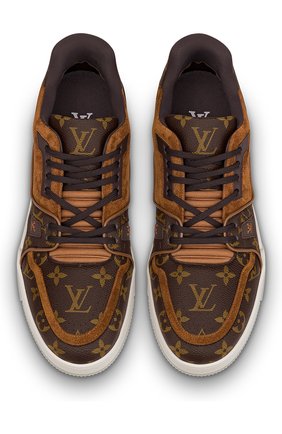 Мужские комбинированные кроссовки lv trainer LOUIS VUITTON темно-коричневого цвета по цене 67000 руб., арт. 1A5URA | Фото 2 Мужские комбинированные кроссовки lv trainer LOUIS VUITTON темно-коричневого цвета, арт. 1A5URA | Фото 2