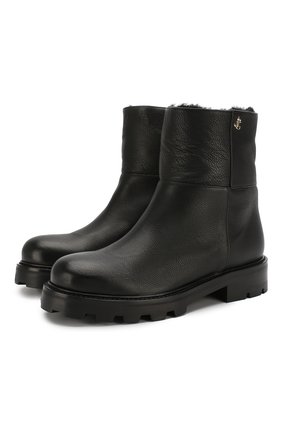 Женские кожаные ботинки haysel JIMMY CHOO черного цвета по цене 79100 руб., арт. HAYSEL FLAT/RLH | Фото 1 Женские кожаные ботинки haysel JIMMY CHOO черного цвета, арт. HAYSEL FLAT/RLH | Фото 1