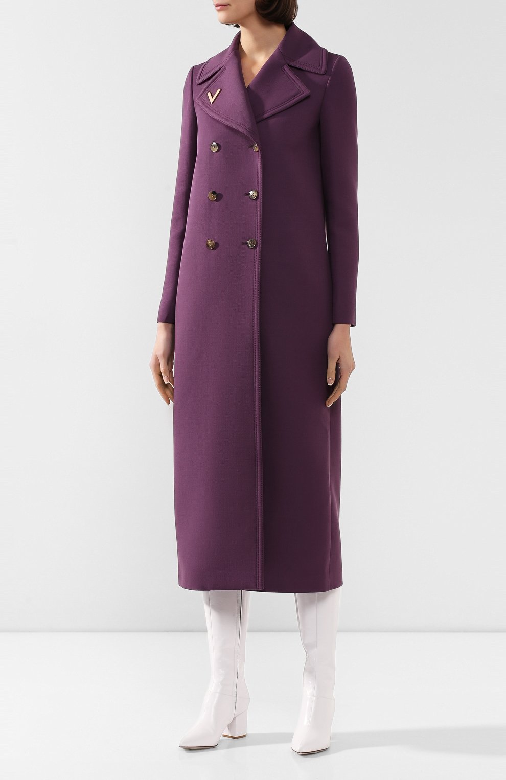 Женское фиолетовое шерстяное пальто VALENTINO — купить за ...
