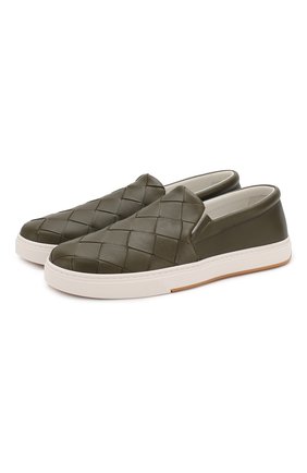 Мужские кожаные слипоны BOTTEGA VENETA хаки цвета по цене 56850 руб., арт. 608751/VT031 | Фото 1 Мужские кожаные слипоны BOTTEGA VENETA хаки цвета, арт. 608751/VT031 | Фото 1