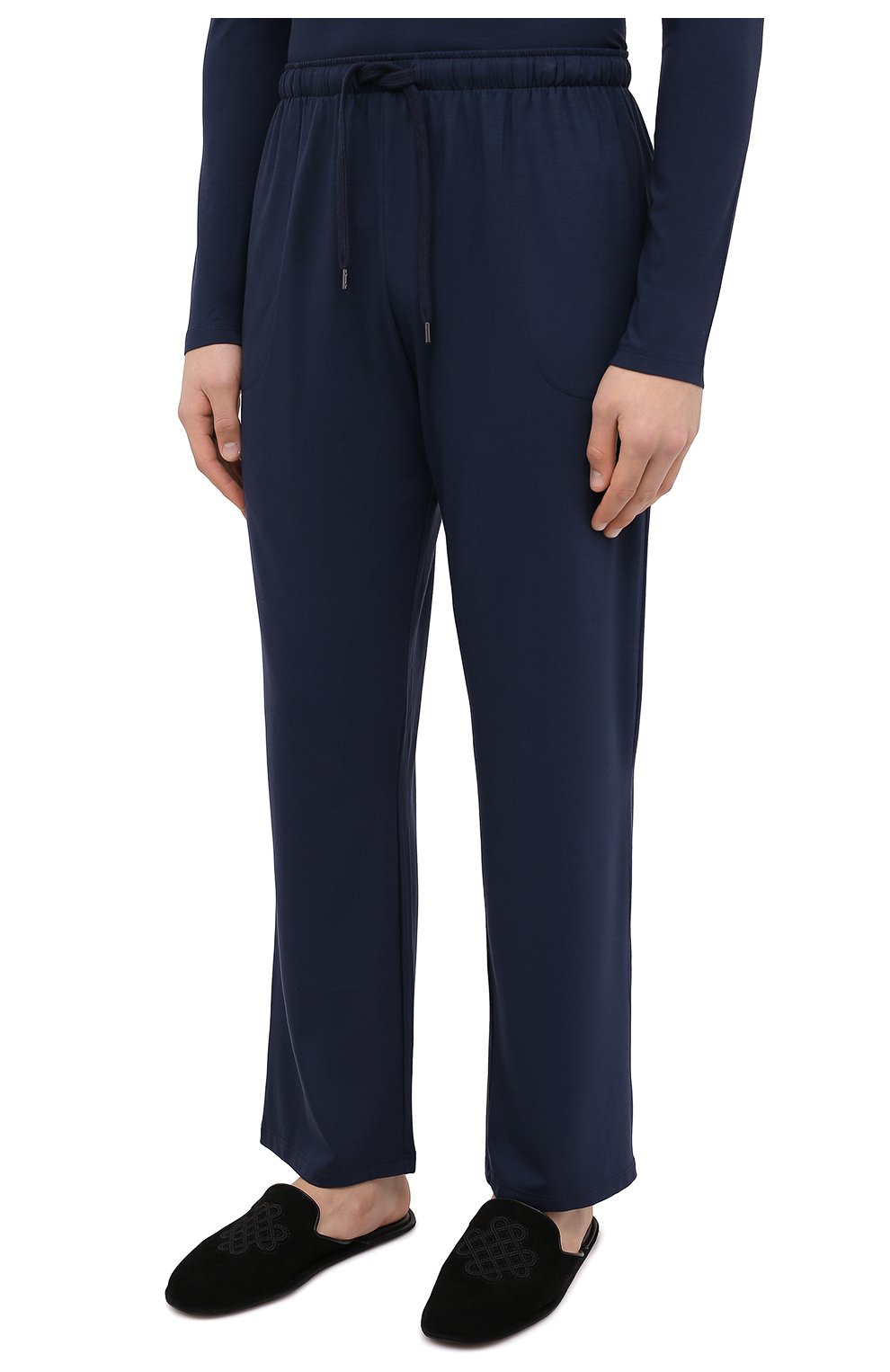 Мужские домашние брюки DEREK ROSE темно-синего цвета, арт. 3558-BASE001 | Фото 3 (Кросс-КТ: домашняя одежда; Мужское Кросс-КТ: Брюки-белье; Материал внешний: Синтетический материал)
