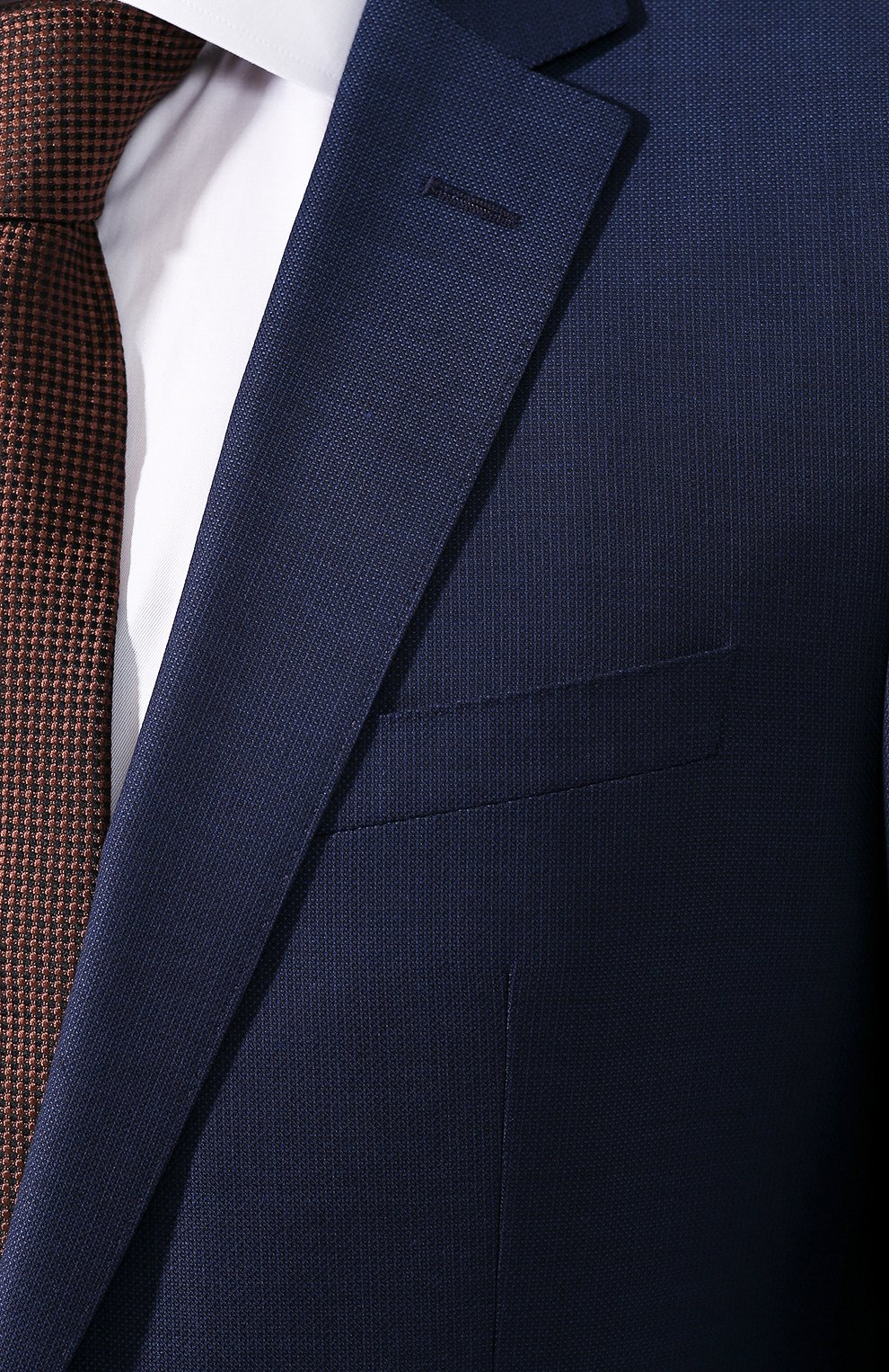 Мужской шерстяной костюм BOSS темно-синего цвета, арт. 50421878 | Фото 6 (Материал внешний: Шерсть; Рукава: Длинные; Костюмы М: Однобортный; Стили: Классический)