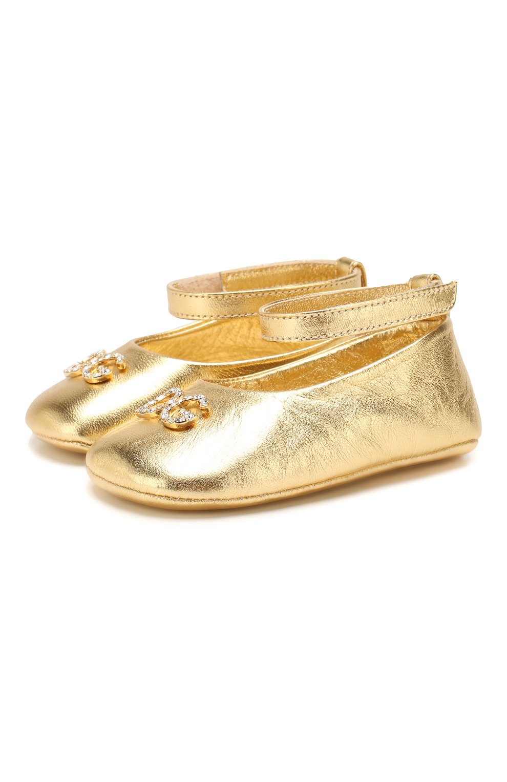 Детского кожаные пинетки DOLCE & GABBANA золотого цвета, арт. DK0065/A6C66 | Фото 1