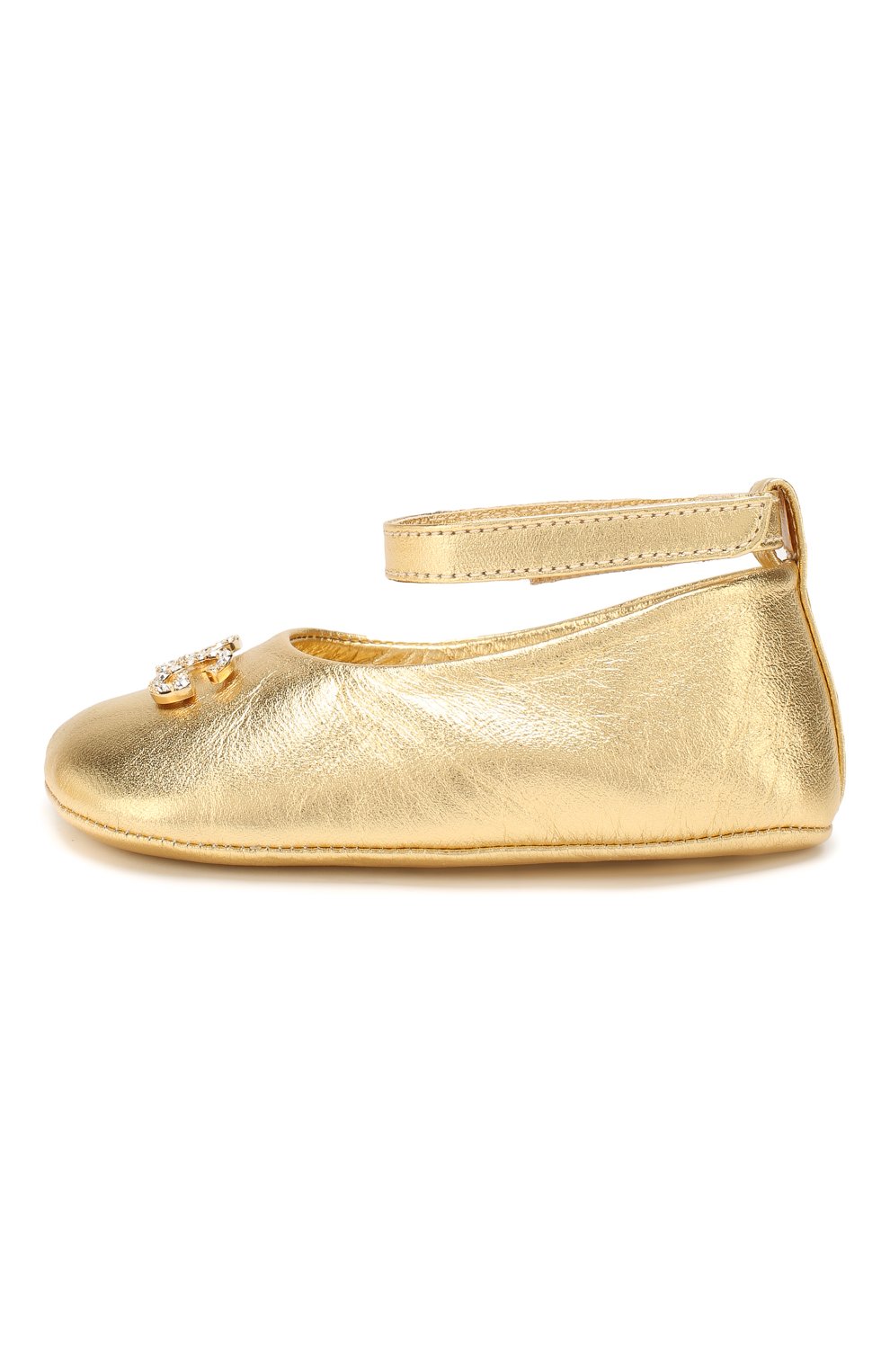 Детского кожаные пинетки DOLCE & GABBANA золотого цвета по цене 16750 руб., арт. DK0065/A6C66 | Фото 2 Детского кожаные пинетки DOLCE & GABBANA золотого цвета, арт. DK0065/A6C66 | Фото 2