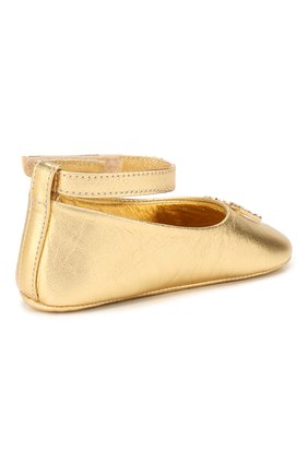 Детского кожаные пинетки DOLCE & GABBANA золотого цвета по цене 16750 руб., арт. DK0065/A6C66 | Фото 3 Детского кожаные пинетки DOLCE & GABBANA золотого цвета, арт. DK0065/A6C66 | Фото 3