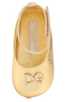 Детского кожаные пинетки DOLCE & GABBANA золотого цвета по цене 16750 руб., арт. DK0065/A6C66 | Фото 4 Детского кожаные пинетки DOLCE & GABBANA золотого цвета, арт. DK0065/A6C66 | Фото 4