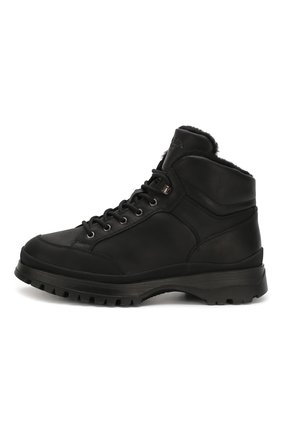 Мужские кожаные ботинки PRADA черного цвета, арт. 2TE157-3A6N-F0002 | Фото 3 (Каблук высота: Высокий; Материал внешний: Кожа; Материал утеплителя: Натуральный мех; Мужское Кросс-КТ: Ботинки-обувь, зимние ботинки; Подошва: Массивная)