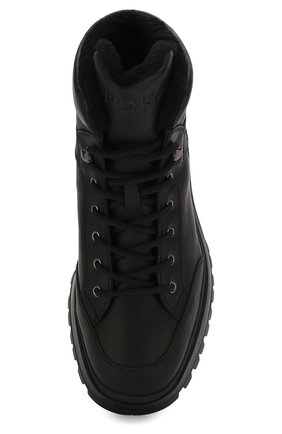 Мужские кожаные ботинки PRADA черного цвета, арт. 2TE157-3A6N-F0002 | Фото 5 (Каблук высота: Высокий; Материал внешний: Кожа; Материал утеплителя: Натуральный мех; Мужское Кросс-КТ: Ботинки-обувь, зимние ботинки; Подошва: Массивная)