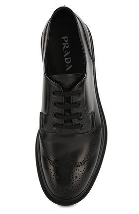 Мужские кожаные дерби PRADA черного цвета, арт. 2EG299-B4L-F0002 | Фото 5 (Материал внешний: Кожа; Мужское Кросс-КТ: Броги-обувь; Стили: Классический)