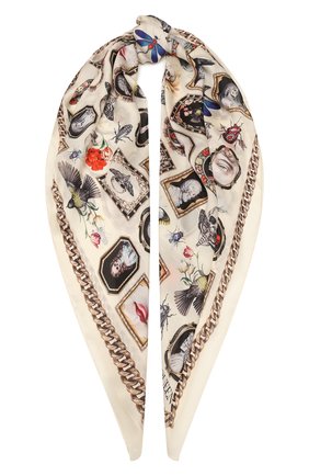 Женский шелковый платок ALEXANDER MCQUEEN кремвого цвета по цене 25950 руб., арт. 568693/3011Q | Фото 1 Женский шелковый платок ALEXANDER MCQUEEN кремвого цвета, арт. 568693/3011Q | Фото 1