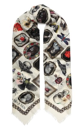 Женский платок ALEXANDER MCQUEEN кремвого цвета по цене 25950 руб., арт. 568693/3A34Q | Фото 1 Женский платок ALEXANDER MCQUEEN кремвого цвета, арт. 568693/3A34Q | Фото 1