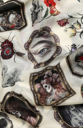 Женский платок ALEXANDER MCQUEEN кремвого цвета по цене 25950 руб., арт. 568693/3A34Q | Фото 2 Женский платок ALEXANDER MCQUEEN кремвого цвета, арт. 568693/3A34Q | Фото 2