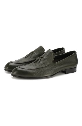 Мужские кожаные лоферы BRIONI темно-зеленого цвета по цене 79950 руб., арт. QFDC0L/P7731 | Фото 1 Мужские кожаные лоферы BRIONI темно-зеленого цвета, арт. QFDC0L/P7731 | Фото 1