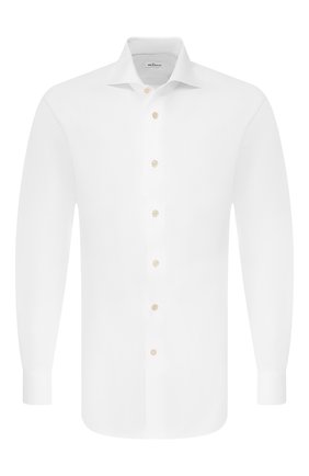 Мужская хлопковая сорочка KITON белого цвета по цене 74250 руб., арт. UCIH000340100N | Фото 1 Мужская хлопковая сорочка KITON белого цвета, арт. UCIH000340100N | Фото 1 (Материал внешний: Хлопок; Рукава: Длинные; Длина (для топов): Стандартные; Случай: Формальный; Принт: Однотонные; Манжеты: На пуговицах; Воротник: Акула)
