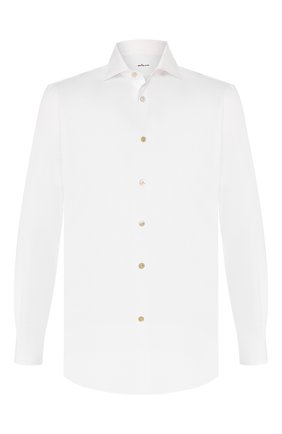 Мужская хлопковая сорочка KITON белого цвета по цене 74250 руб., арт. UCIH000340100B | Фото 1 Мужская хлопковая сорочка KITON белого цвета, арт. UCIH000340100B | Фото 1 (Материал внешний: Хлопок; Рукава: Длинные; Длина (для топов): Стандартные; Случай: Формальный; Манжеты: На пуговицах; Воротник: Акула; Принт: Однотонные)