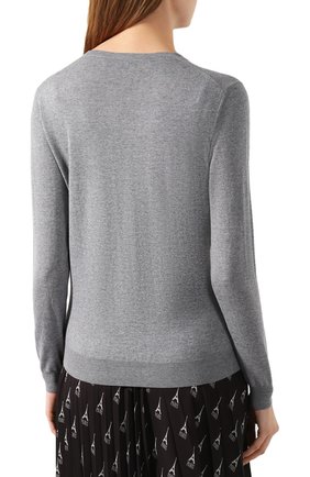 Женский шерстяной пуловер STELLA MCCARTNEY темно-серого цвета, арт. 322182/S1735 | Фото 4 (Материал внешний: Шерсть; Рукава: Длинные; Длина (для топов): Стандартные; Стили: Классический, Минимализм, Кэжуэл; Женское Кросс-КТ: Пуловер-одежда)