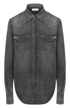 Женская хлопковая рубашка SAINT LAURENT темно-серого цвета по цене 52000 руб., арт. 601263/Y881S | Фото 1 Женская хлопковая рубашка SAINT LAURENT темно-серого цвета, арт. 601263/Y881S | Фото 1