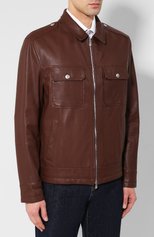 Мужская кожаная куртка BRUNELLO CUCINELLI темно-коричневого цвета, арт. MPNPE1694 | Фото 3 (Кросс-КТ: Куртка; Рукава: Длинные; Мужское Кросс-КТ: Верхняя одежда, Кожа и замша; Материал внешний: Натуральная кожа; Длина (верхняя одежда): Короткие; Материал подклада: Купро)