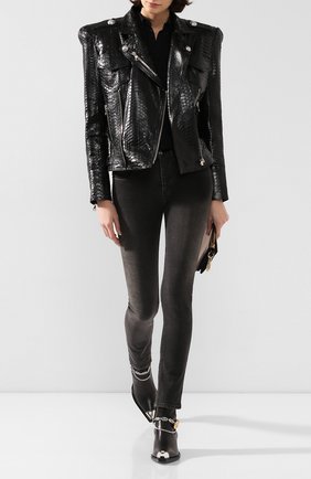 Женская куртка из кожи питона BALMAIN черного цвета по цене 799000 руб., арт. SF18360/L068/PRET | Фото 2 Женская куртка из кожи питона BALMAIN черного цвета, арт. SF18360/L068/PRET | Фото 2
