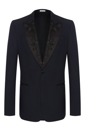 Мужской шерстяной пиджак ALEXANDER MCQUEEN темно-синего цвета по цене 219500 руб., арт. 595147/Q0U12 | Фото 1 Мужской шерстяной пиджак ALEXANDER MCQUEEN темно-синего цвета, арт. 595147/Q0U12 | Фото 1